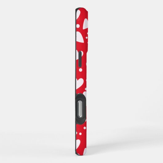 Red and White Heart Pattern | Cute Valentine Love  iPhoneケース (右側面)