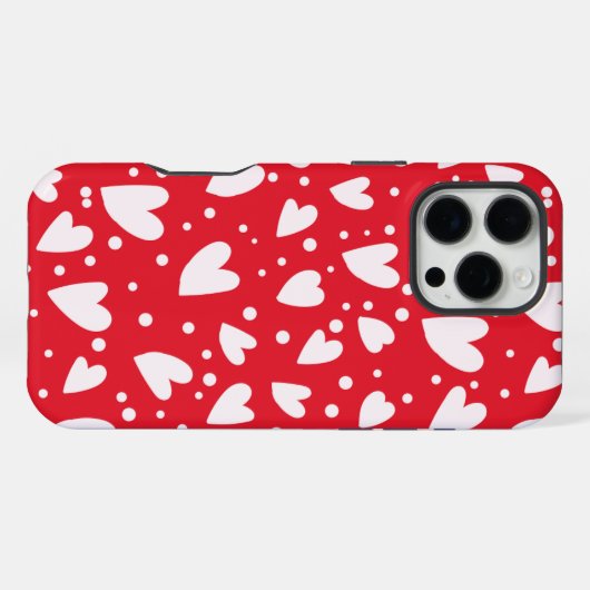 Red and White Heart Pattern | Cute Valentine Love  iPhoneケース (裏面横)
