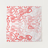 Red and White Heart Print タペストリー (正面(横))