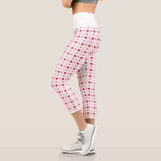 Red and White Heart Valentine’s Day Leggings カプリレギンス