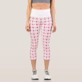 Red and White Heart Valentine’s Day Leggings カプリレギンス (正面)
