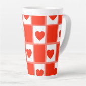 Red and white hearts pattern gift Latte Mug カフェラテマグ (右アングル)