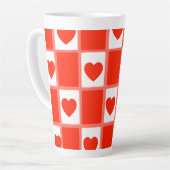 Red and white hearts pattern gift Latte Mug カフェラテマグ (左アングル)