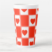 Red and white hearts pattern gift Latte Mug カフェラテマグ (正面)