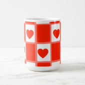 Red and white hearts pattern gift Latte Mug コーヒーマグカップ (中央)