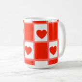 Red and white hearts pattern gift Latte Mug コーヒーマグカップ (正面右)