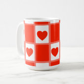 Red and white hearts pattern gift Latte Mug コーヒーマグカップ (正面左)