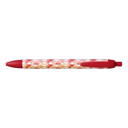 Red and White Hearts Pattern Pen 青ボールペン (裏面)
