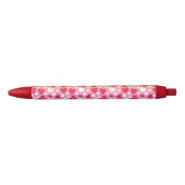 Red and White Hearts Pattern Pen 青ボールペン (正面)