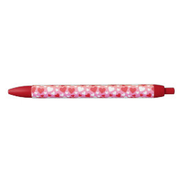 Red and White Hearts Pattern Pen 青ボールペン