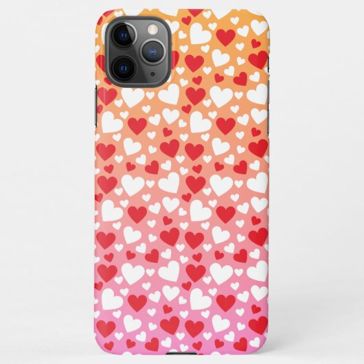 Red and White Hearts Pattern Phone Case iPhoneケース (裏面)