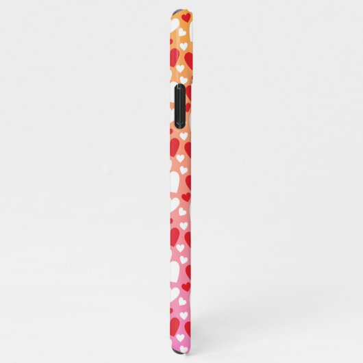 Red and White Hearts Pattern Phone Case iPhoneケース (右側)