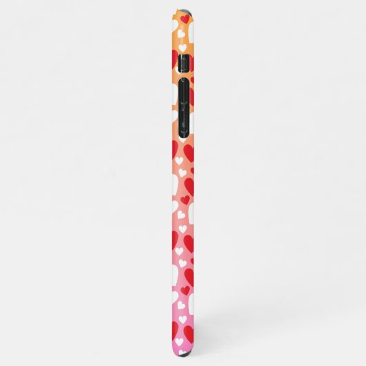 Red and White Hearts Pattern Phone Case iPhoneケース (左側)