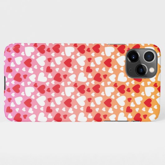 Red and White Hearts Pattern Phone Case iPhoneケース (裏面横)