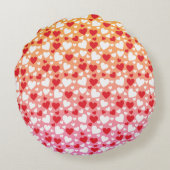 Red and White Hearts Pattern Throw Pillow ラウンドクッション (裏面)