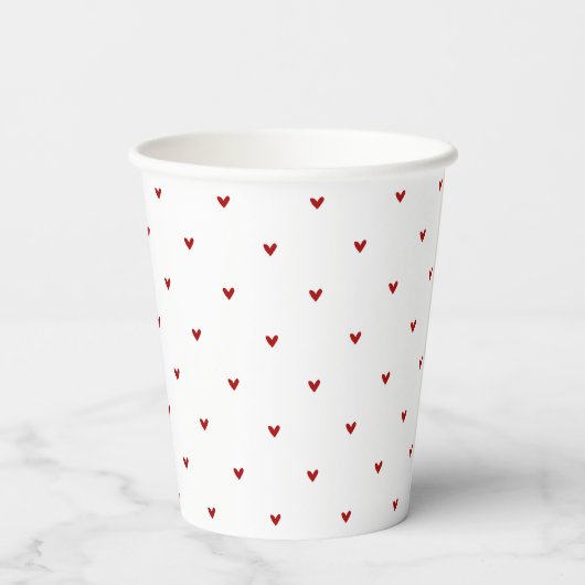 Red and White Hearts Pattern Valentine's Day 紙コップ (裏面)