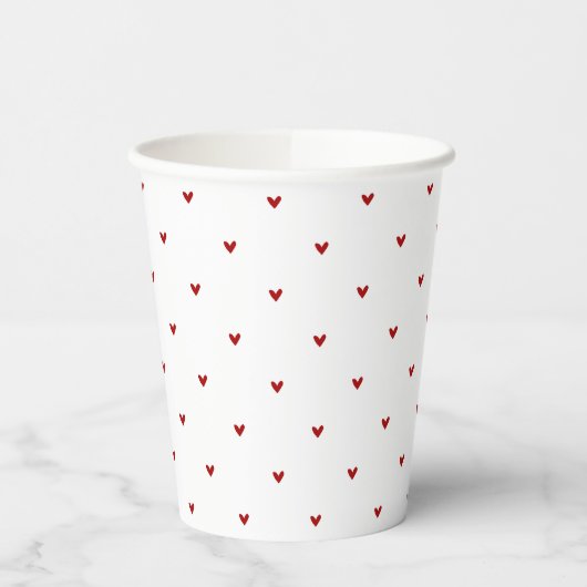 Red and White Hearts Pattern Valentine's Day 紙コップ (左)