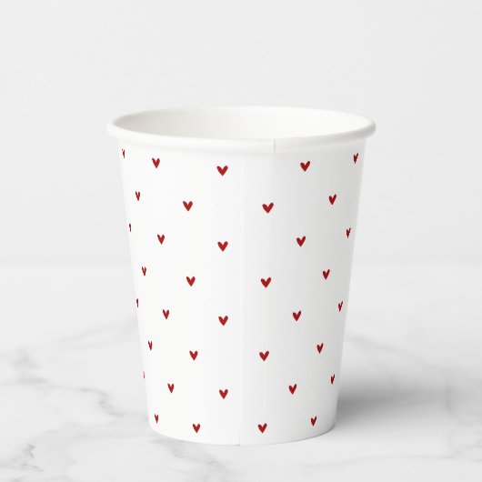 Red and White Hearts Pattern Valentine's Day 紙コップ (右)