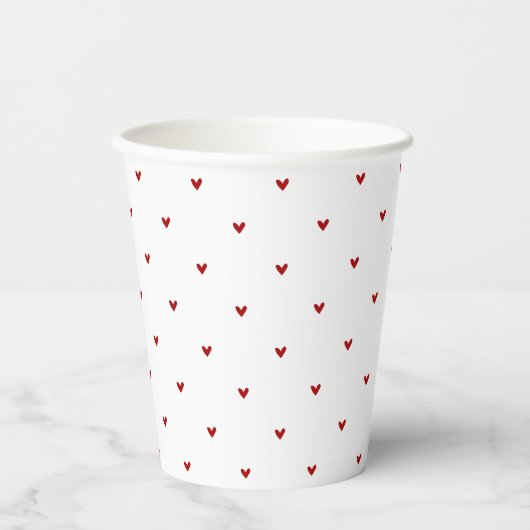 Red and White Hearts Pattern Valentine's Day 紙コップ (正面)