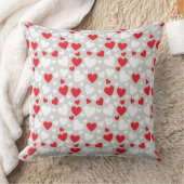 Red and White Hearts Throw Pillow クッション (ブランケット)