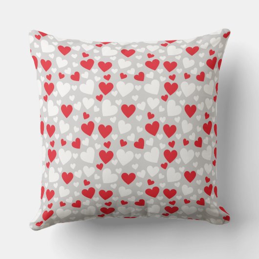 Red and White Hearts Throw Pillow クッション (裏面)