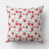 Red and White Hearts Throw Pillow クッション (正面)