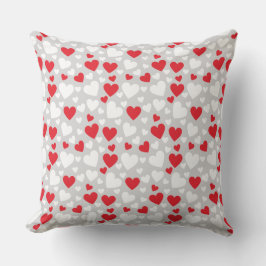 Red and White Hearts Throw Pillow クッション