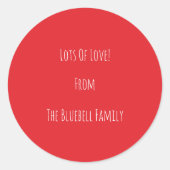 Red And White Letters Lots Of Love Text Sticker ラウンドシール (正面)