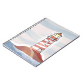 Red and White Lighthouse | Beachy Ocean Watercolor ノートブック (左側)