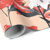 Red and white Lily flowers botanical seamless patt ラッピングペーパー (ロールコーナー)