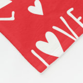 Red and White LOVE Script フリースブランケット (角)