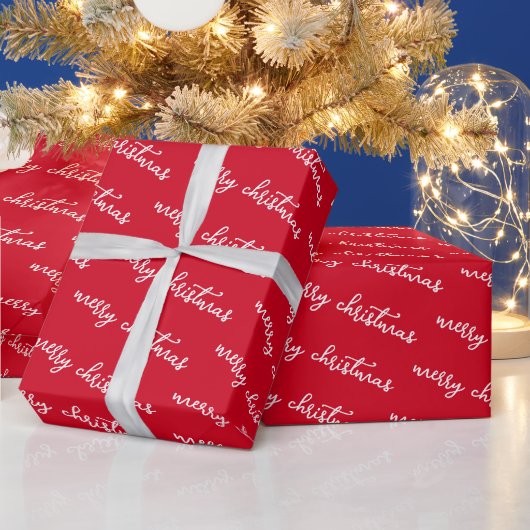 Red And White Merry Christmas Custom Text Template ラッピングペーパー (クリスマス)