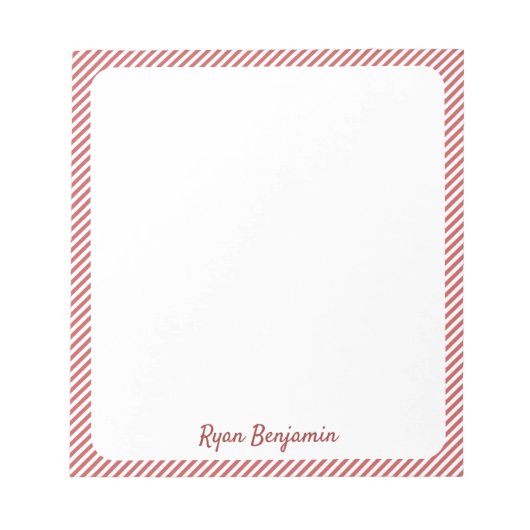 Red And White Minimal Striped Santa's List Classy ノートパッド (正面)