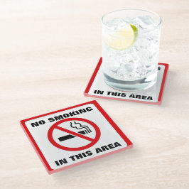 Red and White No Smoking ガラスコースター