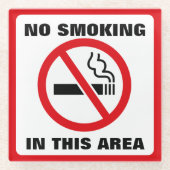 Red and White No Smoking ガラスコースター (正面)