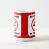Red and White No Smoking コーヒーマグカップ (中央)