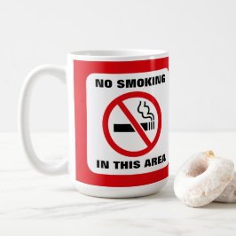 Red and White No Smoking コーヒーマグカップ