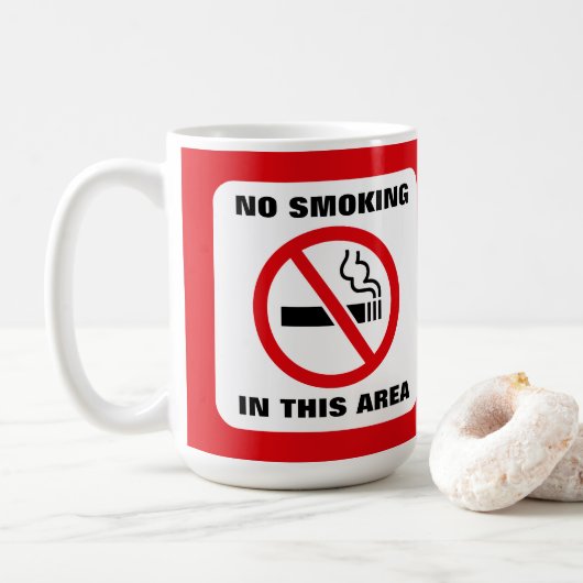 Red and White No Smoking コーヒーマグカップ (ドーナツ)