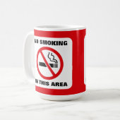 Red and White No Smoking コーヒーマグカップ (正面左)