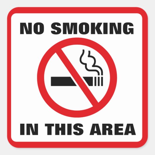 Red and White No Smoking スクエアシール (正面)