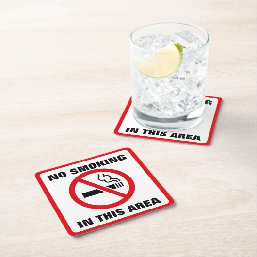Red and White No Smoking スクエアペーパーコースター (インサイチュ)