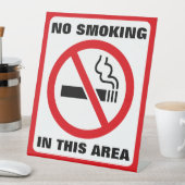 Red and White No Smoking 台座サイン (インサイチュ)