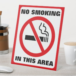 Red and White No Smoking 台座サイン