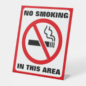 Red and White No Smoking 台座サイン (正面)