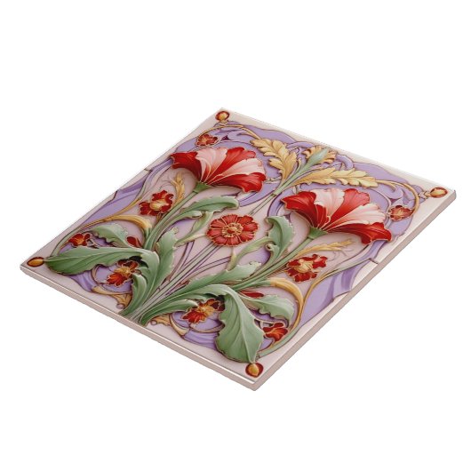 Red and White Parrot Tulips タイル (側面)