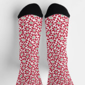 Red and white patterned socks in red leaf ソックス (上部)