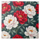 Red and white peony flowers  タイル (正面)