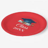Red and White Personalized Class Graduation Paper  ペーパープレート (アングル)