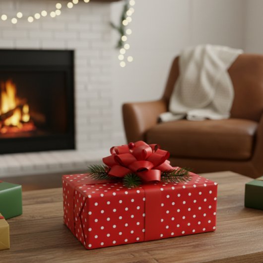 Red and White Polka Dot Wrapping Paper ラッピングペーパー