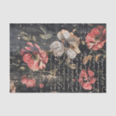 Red and White Poppies and Text on Black BG Tissue 薄葉紙 (正面)